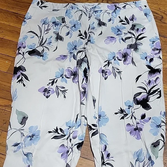 Calvin klein long pants 🌼🪻💐 floral color size 6 99 cotton 2% spandex - Picture 3 of 16